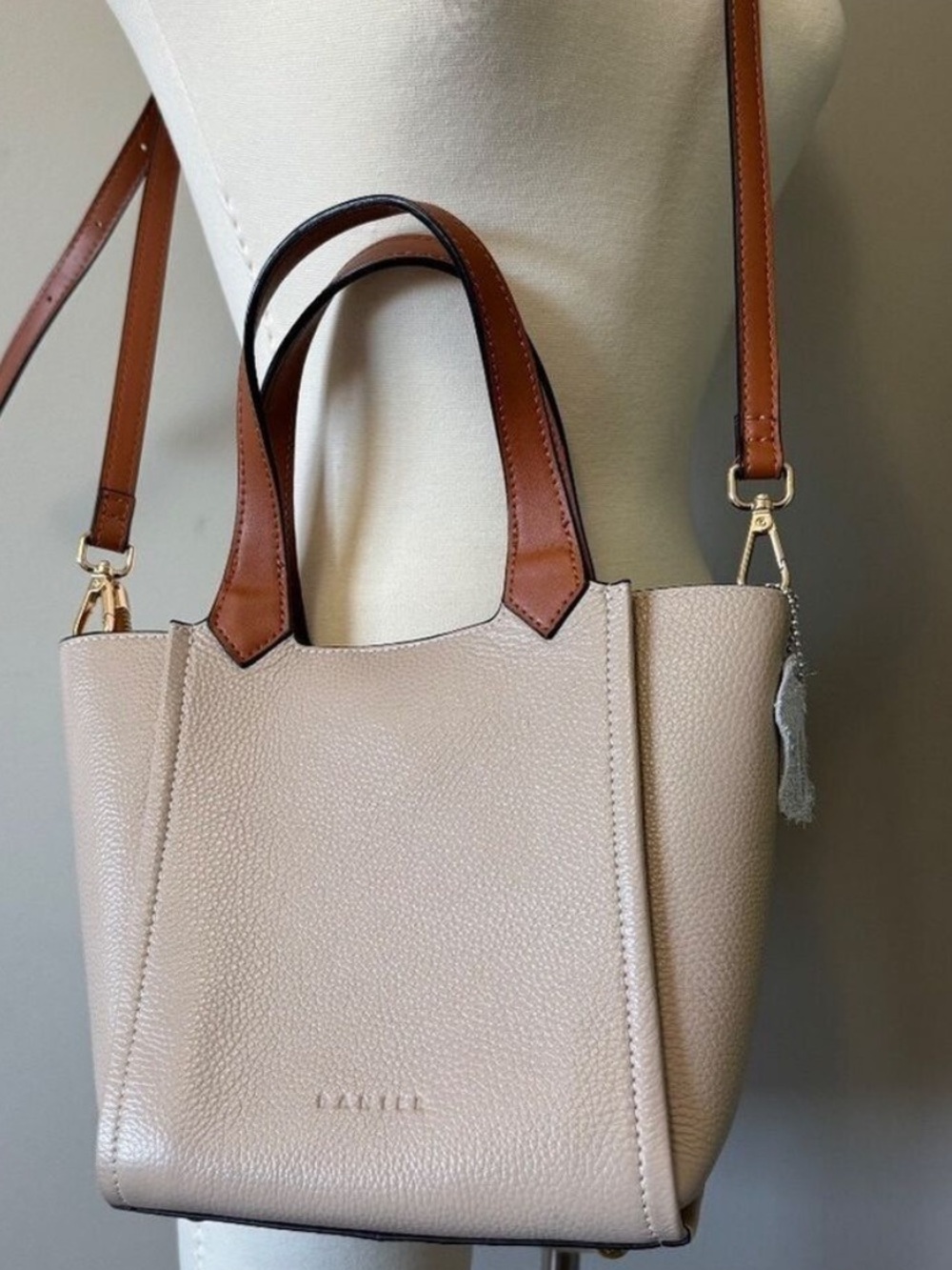 Danier Canada Cream and Brown Crossbody Bag